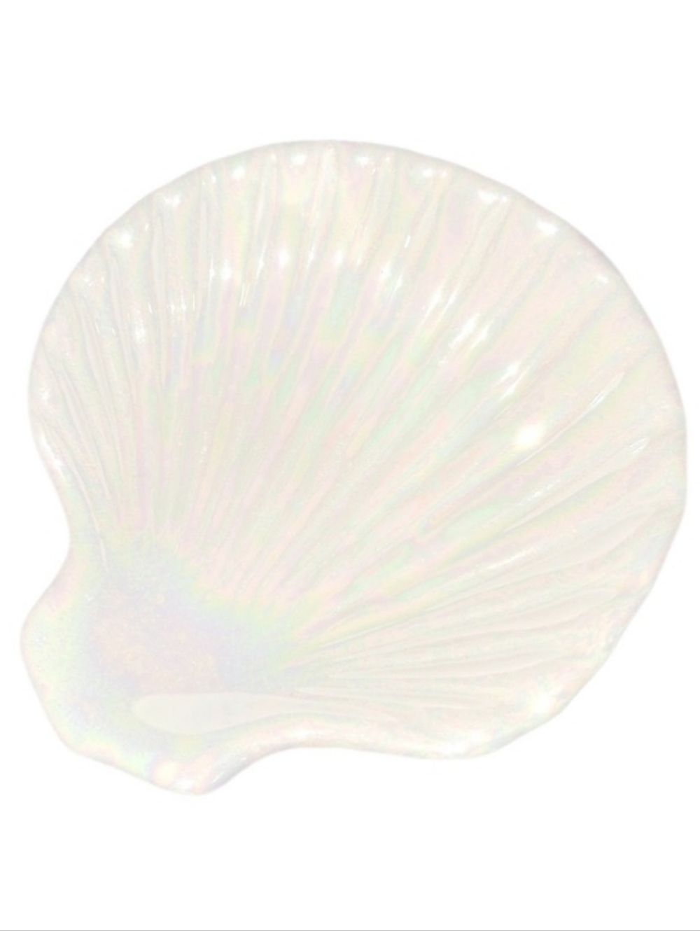 Iridescent White Shell Decorative Tray - Coastal Accent